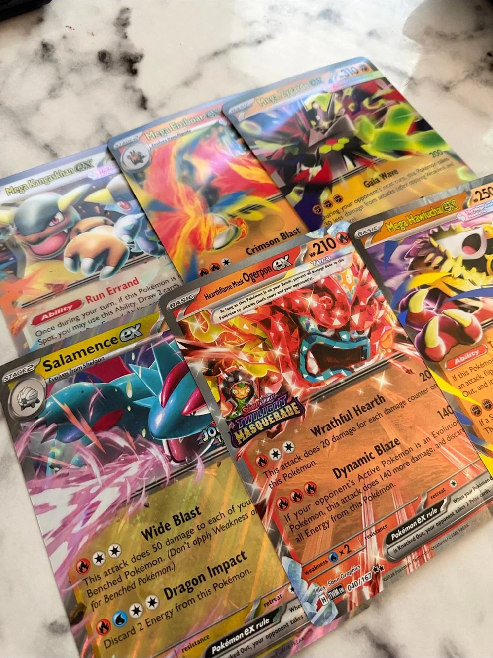 6 JUMBO POKEMON CARDS - Salamence ex, zygarde ex, kangaskan ex